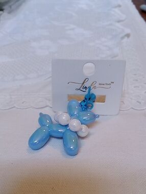 Blue Balloon Dog Charm Or Zipper Pull NWT